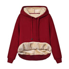 Solid Color Hooded Drawstring Sweatshirt