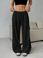 Trousers Elastic Waistband Lace-up Wide-leg Casual Pants