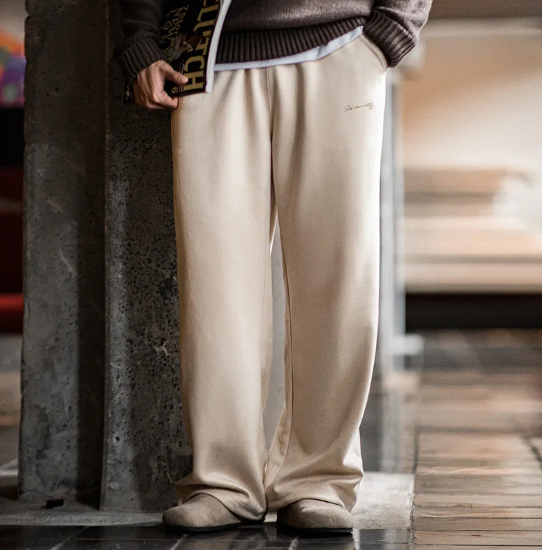 Casual Brushed Suede Sweatpants Straight-leg Wide-leg Pants