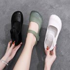 Velcro Low-cut Plus Size 43 Genuine Leather Women's Pumps