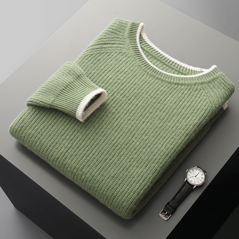 New Round Neck Double-strand Thickened Sweater For Men