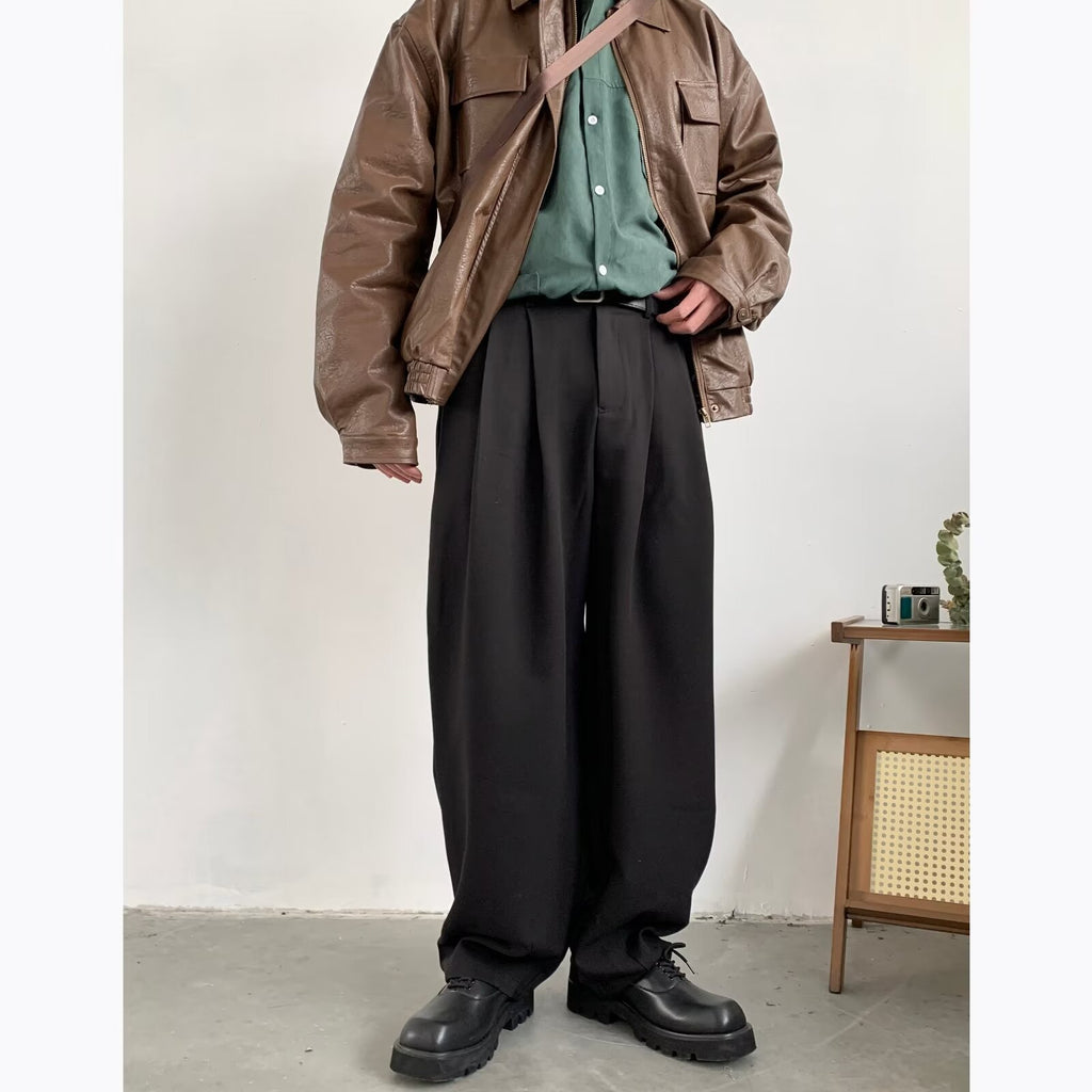 Spring And Autumn Japanese Retro Wide-leg Drape Suit Pants Men's Loose