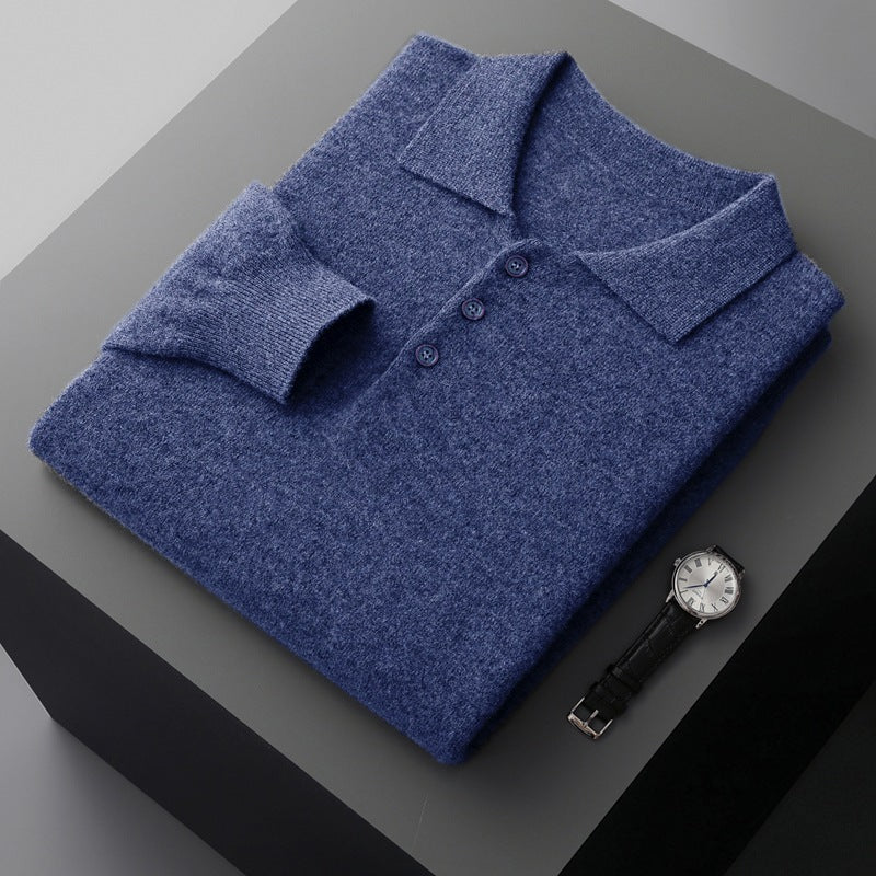 Cashmere Sweater Men's Lapel Pullover T-shirt
