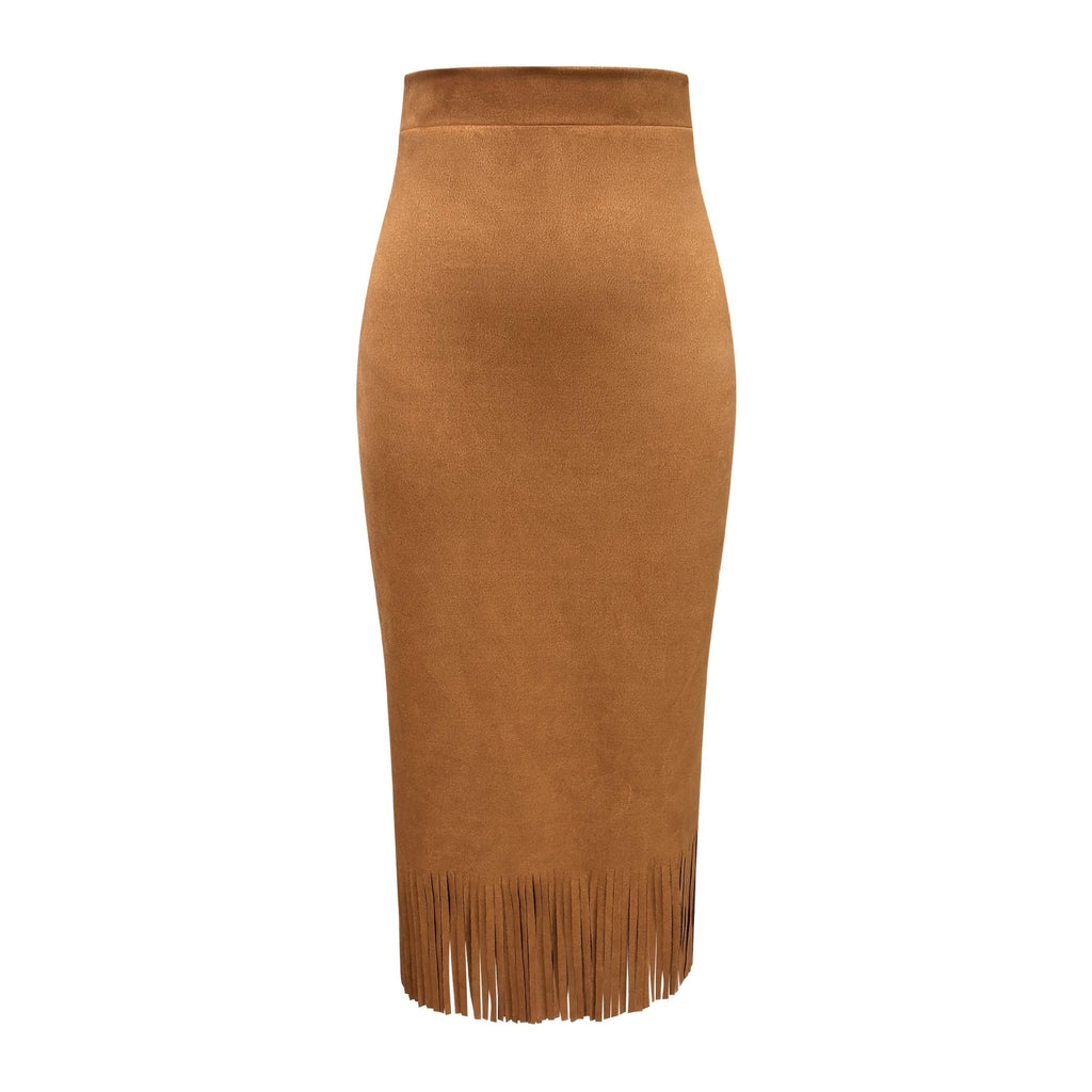 Women's Fashionable Elegant Long Suede Skirt Comfortable Slim Fit