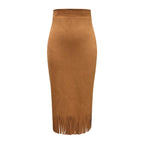 Women's Fashionable Elegant Long Suede Skirt Comfortable Slim Fit