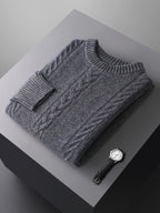 100 Pure Wool Sweater Men's Round Neck Thickened Warm Long Sleeves Sweater