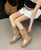 Niche Design Two-way Pants Brushed Hollow-out Mid-calf Length Loose Socks Boots