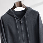 Men's Cashmere Hoodie Zip-Up Knit Cardigan Jacket