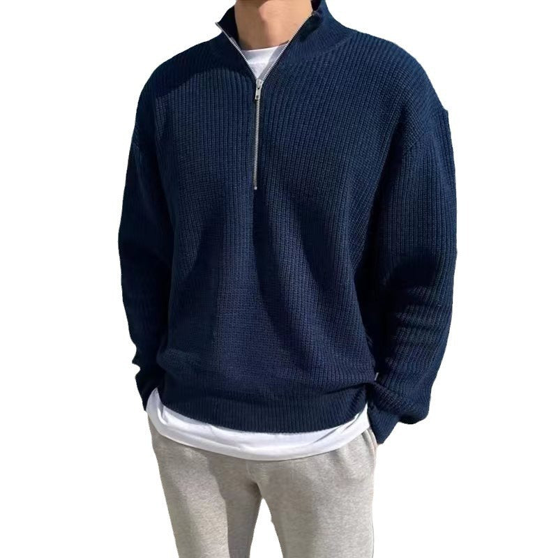 Spring And Autumn Loose Fashion Half Zipper Men's Sweater