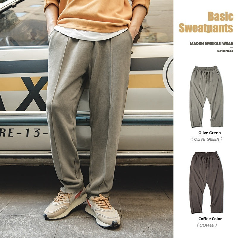 Marden Tooling Retro Tapered 3D Cutting Hemming Knitted Sweatpants