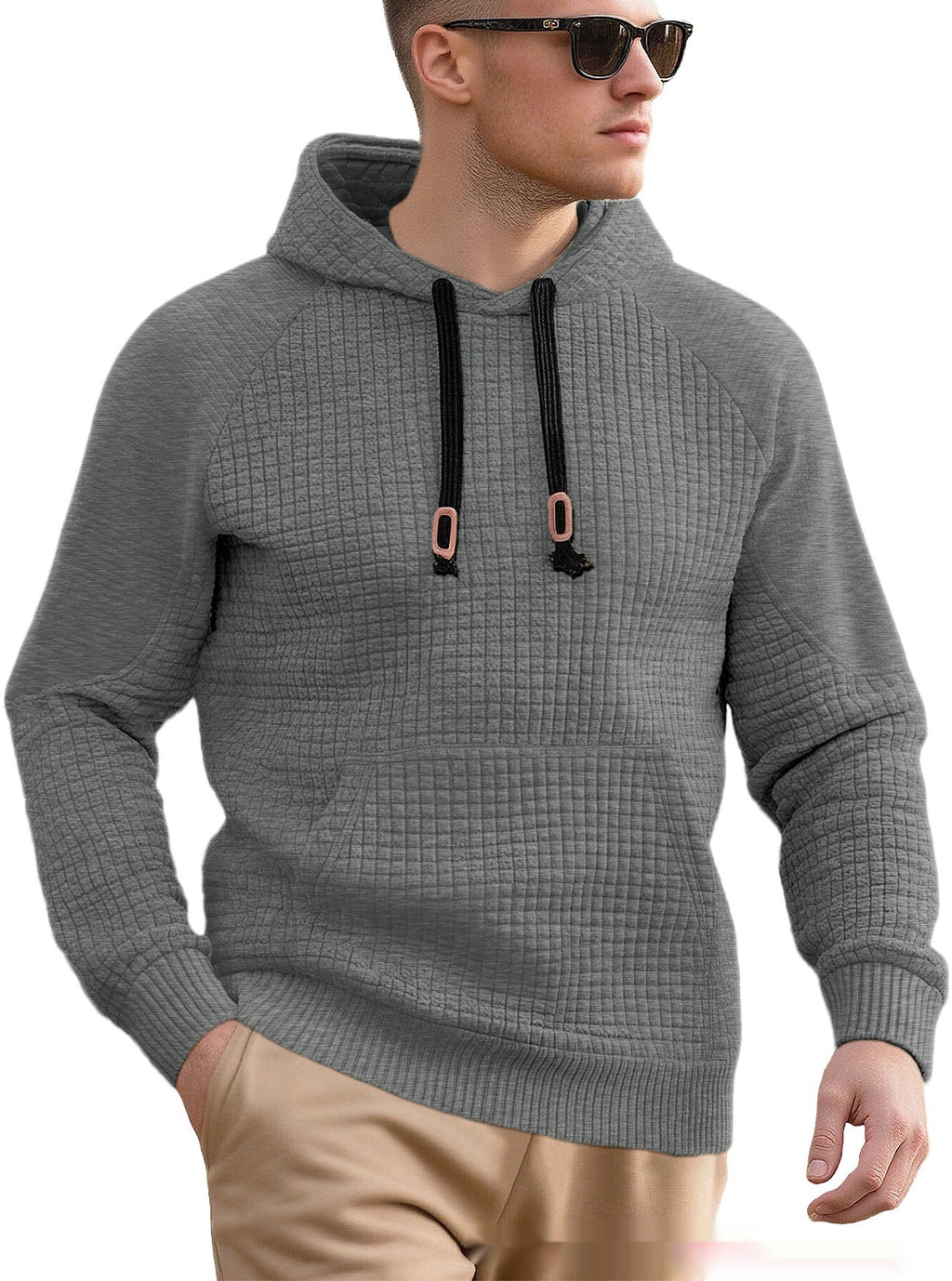 Men's Casual Hooded Jacquard Sweatshirt