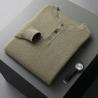 New Men's Round Neck Half Button Sweater