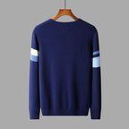 Autumn And Winter Round Neck Woolen Sweater Men's Contrasting Color Jacquard Inner Wear Sweater