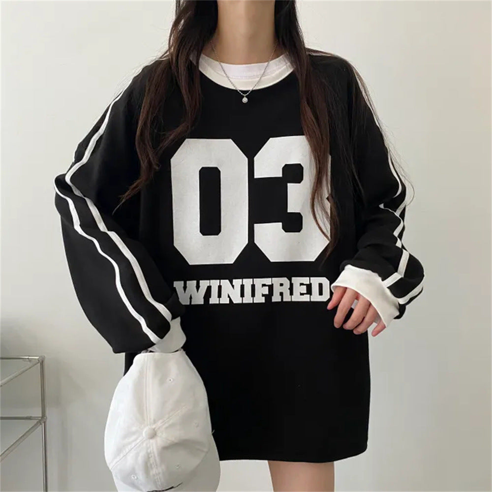 Round Neck Design Stitching Pullover And Fleece Sweater