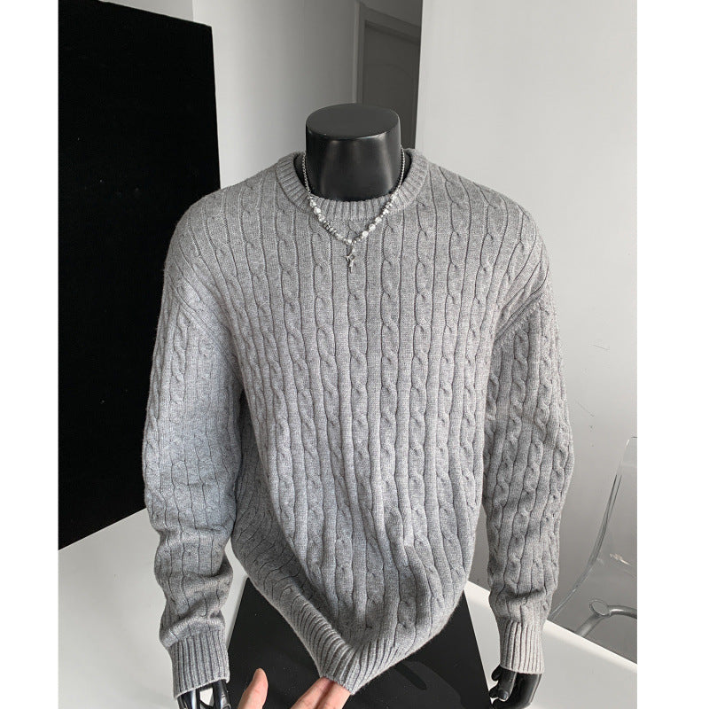 Retro Twist Round Neck Sweater Loose Casual Sweater