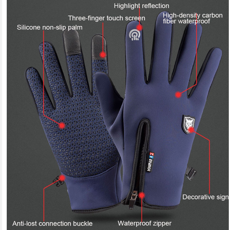 Men's Warm Fleece Ski Sports Cycling Gloves