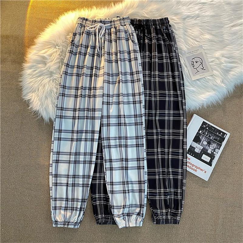Plaid Pants Women's Casual Jogger Pants Fashion Loose Street Harem Pants