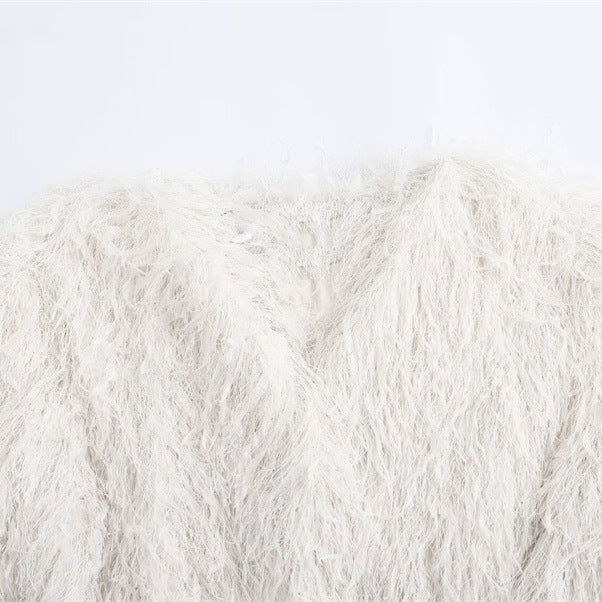 Metallic Color Fringe Trim Jacket Coat For Women