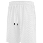 Men's Loose Solid Jacquard Drawstring Casual Beach Pants