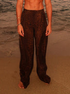 Men's Elegant Leopard Print Wide-leg Pants