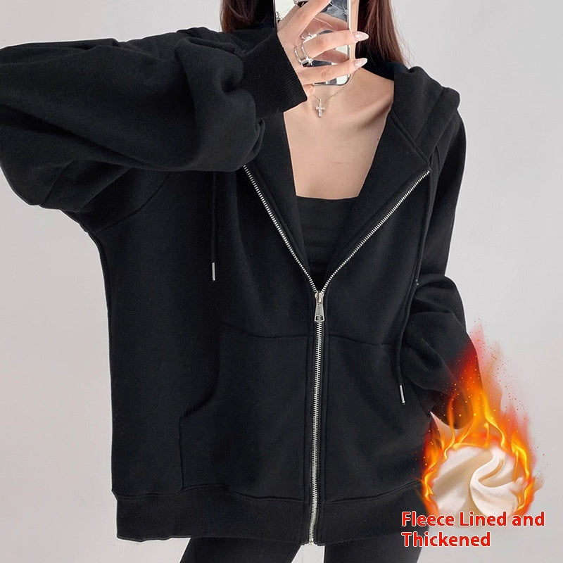 Women's Hooded Cardigan Loose-fitting Casual Pullover Coat