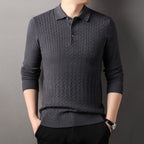 Autumn New Twisted Floral Polo Long Sleeve Loose Casual Bottoming Sweater For Men