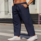 Men's Linen Solid Color Casual Elastic Waist Outdoor Daily Breathable Tube Pants