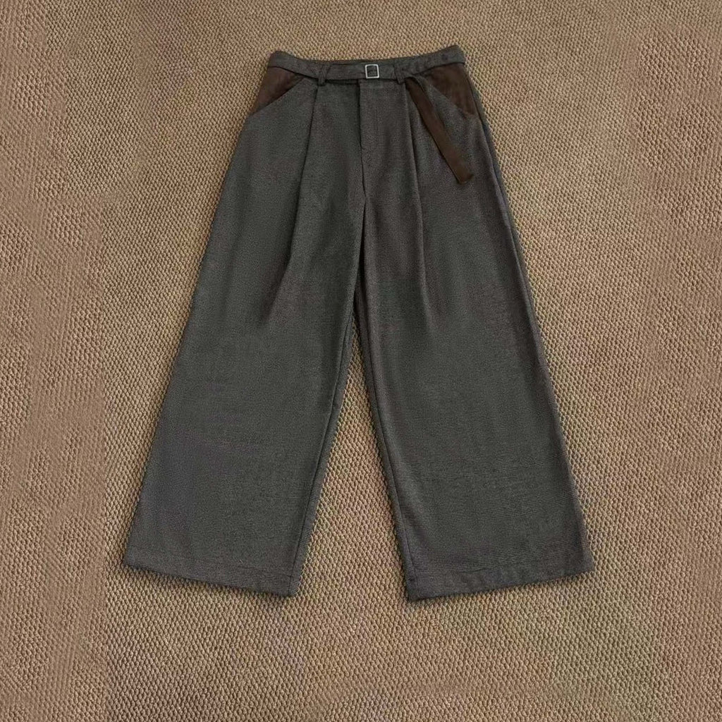 Retro Houndstooth Pattern Loose Wide-legged Versatile Casual Pants