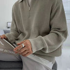 Spring And Autumn Loose Fashion Half Zipper Men's Sweater