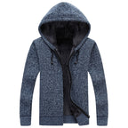 Solid Color With Fur Thickening Cardigan Cotton Knitwear Youth Coat Hooded