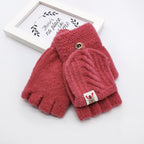 Children's Flip-Finger Knitted Woolen Gloves