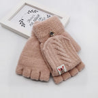 Children's Flip-Finger Knitted Woolen Gloves
