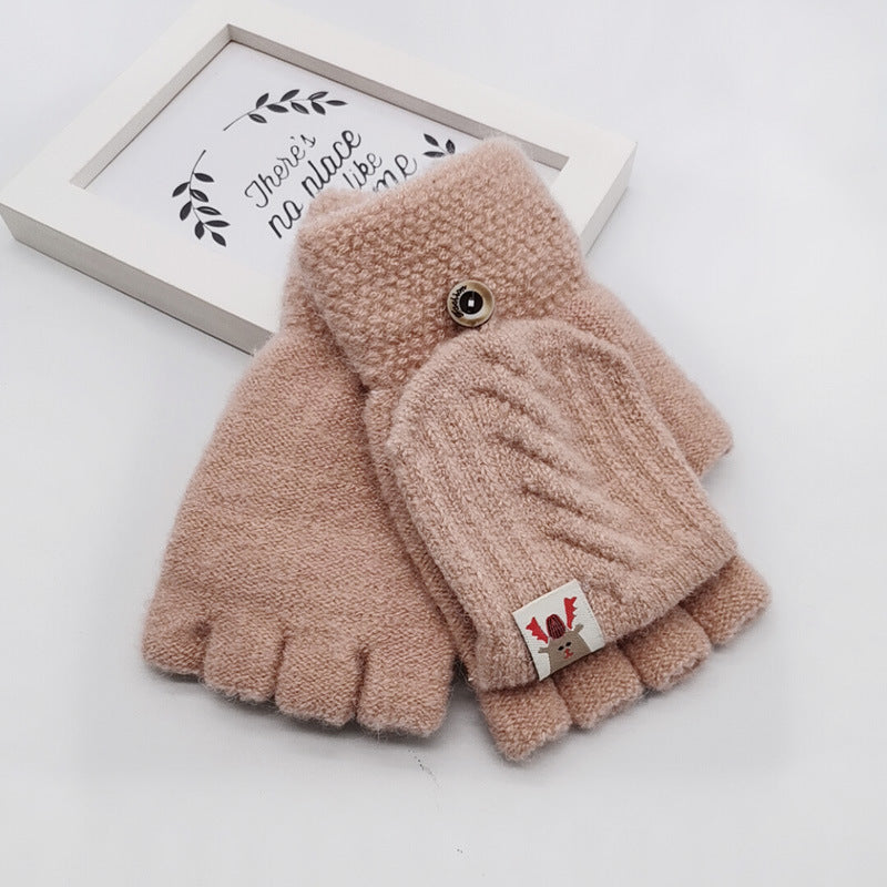 Children's Flip-Finger Knitted Woolen Gloves