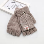 Children's Flip-Finger Knitted Woolen Gloves