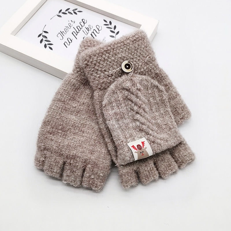 Children's Flip-Finger Knitted Woolen Gloves