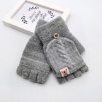 Children's Flip-Finger Knitted Woolen Gloves