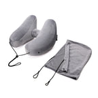 Hooded Travel Pillow H Shaped Inflatable Neck Pillow Folding Lightweight Nap Car Seat Office Airplane Sleeping Cushion Pillows