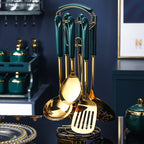 7 PCS Stainless Steel Silicone Kitchen Utensil Slotted Spatula Turner Ladle Serving Spoon Pasta Server Cooking Set