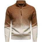 Men's British Gradient Collar Zipper Sweater