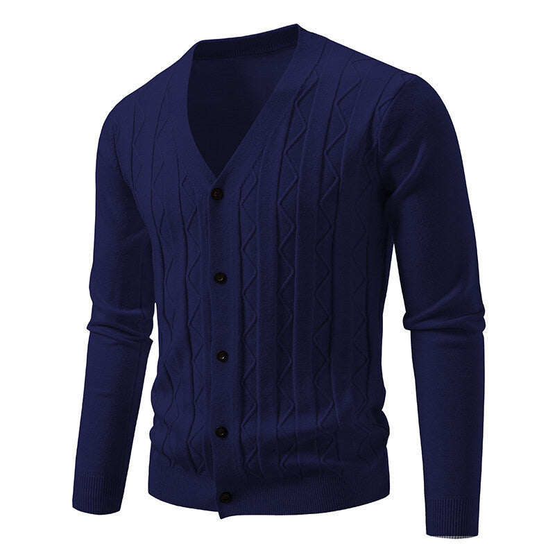 Men's Brocade Sweater Korean Style Trendy Casual Loose And Handsome V-neck Knitted Cardigan Coat