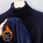 Men's Versatile Knitted Turtleneck Solid Color With Fur Sweater