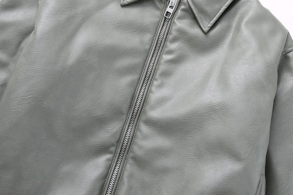 European And American Style Imitation Leather Pilot Casual Jacket Coat