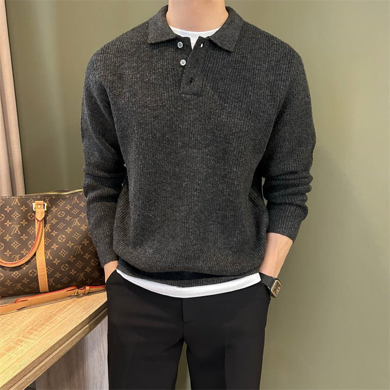 Lapel Knitwear Sweater Men's Business
