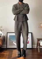 Men's Plaid Two-Piece Suit-Slim Fit Blazer And Trousers