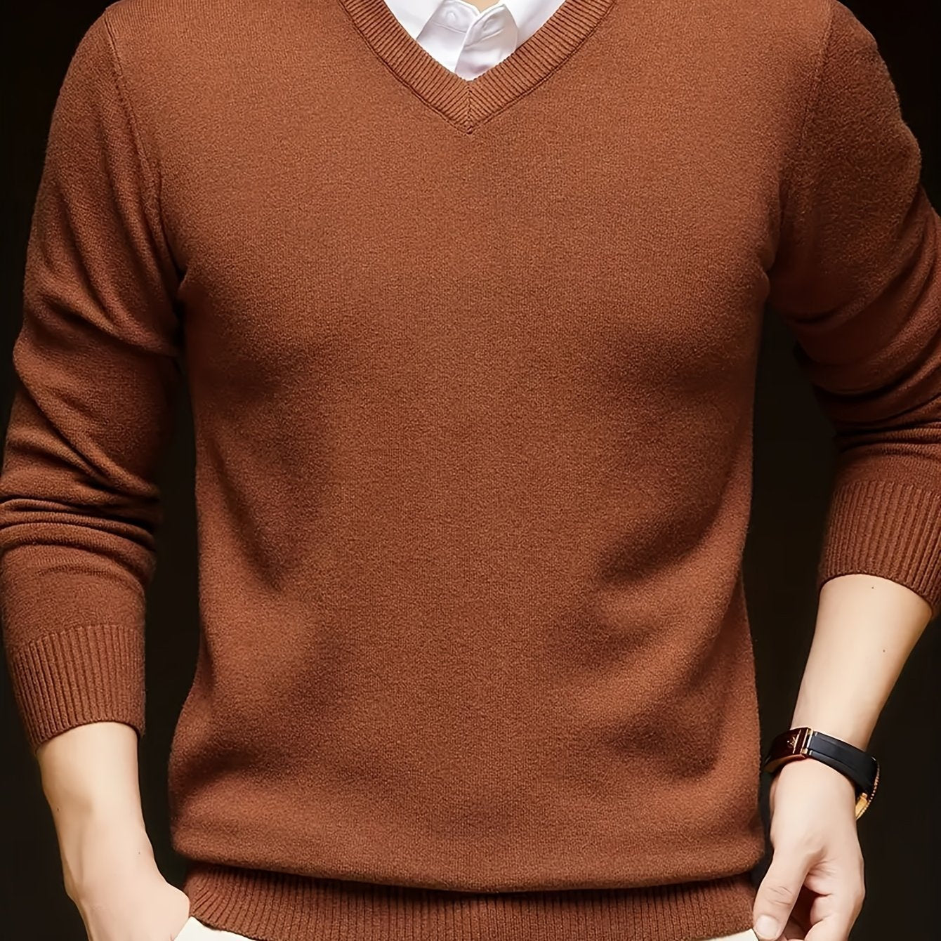 Woolen Sweater Men's Casual Thin V-neck Sweater