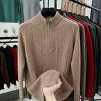 All Wool Men's Sweater Half Turtleneck Zipper Sweater