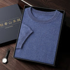 Autumn And Winter Front Line Ready-made Garments Round Neck Short Sleeve Men's Cashmere Sweater