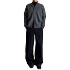 Vintage Zipper Rib Knitted Cardigan Jacket