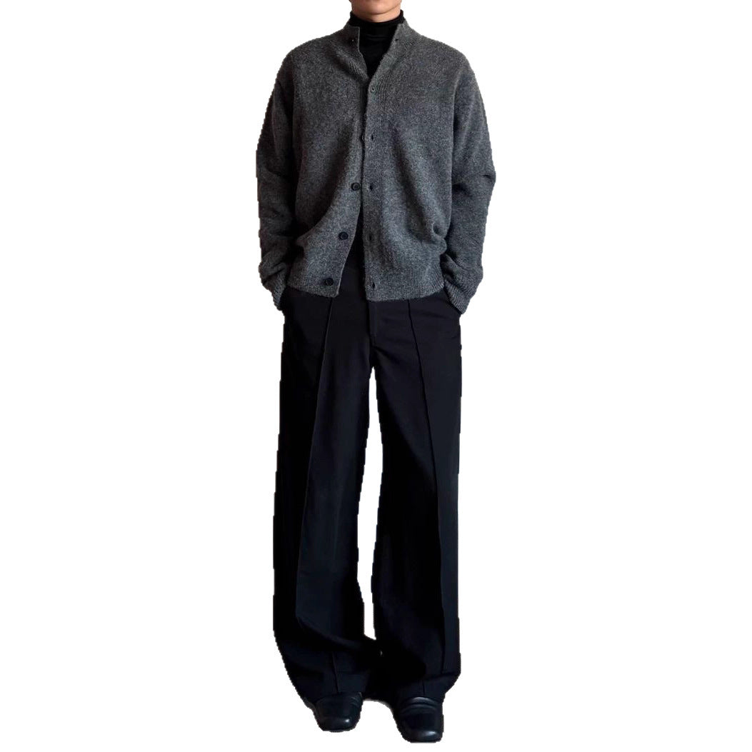 Vintage Zipper Rib Knitted Cardigan Jacket