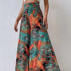 Fashionable Chiffon Floral Wide-leg Pants For Women